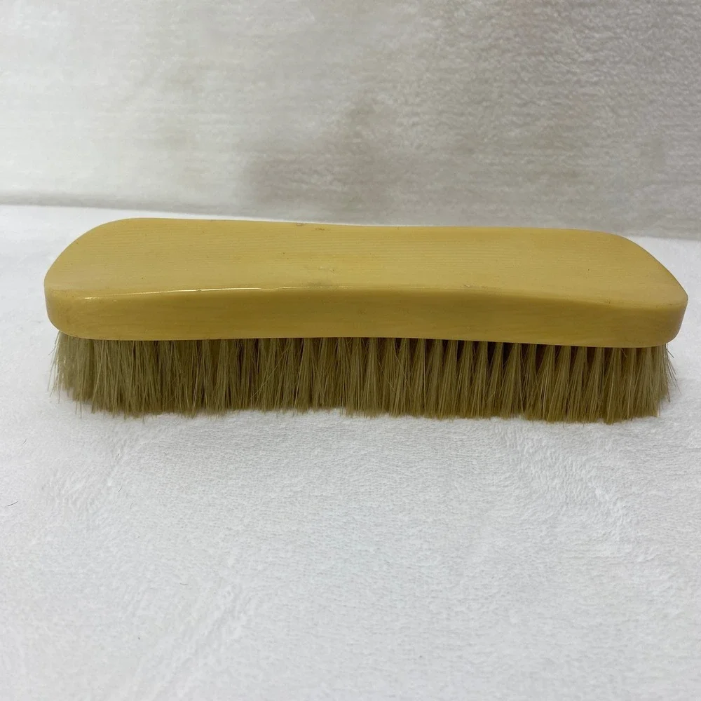 Vintage Cream Colored Bakelite‎ Clothes Brush Natural Bristles Wood Handle *READ